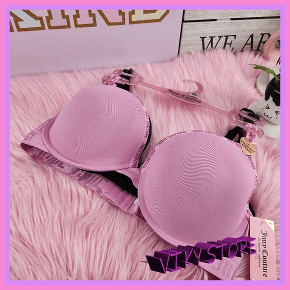 💕 NWT Juicy Couture 2-Pack Bra Logo Standout Straps 38D #7182 💕
